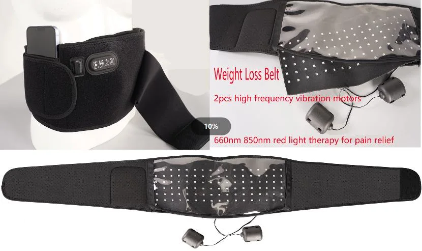 Near Infrared Red Light Therapy Massage Belt 660nm 850nm Waist Belt for Pain Fat Burnning Relief Weight Loss Heat Massage Slimming Belt