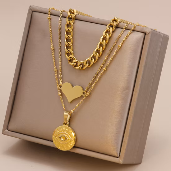 Collana a catena in metallo con catena in vita con sfera in oro Bc22022