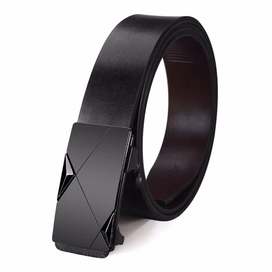Cintura in vita da uomo con cricchetto all'ingrosso regalo ampia cintura con fibbia automatica Cintura in pelle da uomo d'affari casual forte nera